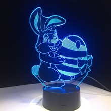 Lámpara Visual con forma de conejo para niños y bebés, Bola de huevo, zanahoria, cambia de color, luz LED de noche, ilusión, lámpara de mesa para dormitorio 2024 - compra barato