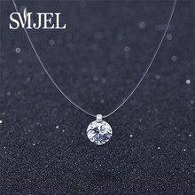 SMJEL Female Transparent Fishing Line Necklace Silver Color Invisible Chain Women Rhinestone Choker Necklace Summer Jewelry 2021 2024 - buy cheap