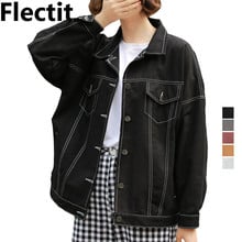 Flectit Oversized Denim Jacket Women Casual Thin Jackets Bomber Jeans Jacket Coat 2020 Spring Summer 2024 - buy cheap