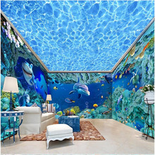 beibehang Wallpaper Full Room Custom Dolphin Coral Background Modern Europe Art Mural for Living Large Wall Painting Home Decor 2024 - buy cheap