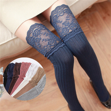 5 Colors Winter Warm Socks Knee High Socks Women Girls Lace Sexy Stocking Medias Pantyhose Stockings Thigh High Socks 2024 - buy cheap