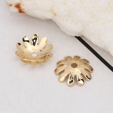 DoreenBeads-gorros de cuentas de cobre con forma de flor, accesorios de joyería de oro y plata (tamaño de 12mm de diámetro) 10mm( 3/8 ") x 10mm( 3/8") 20 unidades 2024 - compra barato