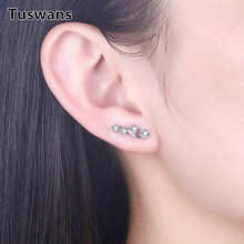 100% 925 Sterling Silver Dazzling Zircon Stud Earrings for Women Lady Gifts Anti-allergic Fashion Jewelry Brincos 2024 - buy cheap