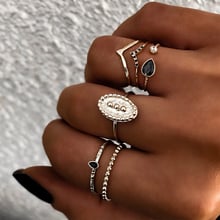Модное кольцо в богемном стиле, 6 шт./компл., очаровательное золотистое кольцо средней длины, набор для женщин, винтажные вечерние кольца в стиле панк 2024 - купить недорого