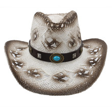 Women Men Western Cowboy Hat With Fashion Band Handmade Weave Lady Gentleman Beach Sun Sombrero Cowgirl Hat Size 58CM 2024 - buy cheap