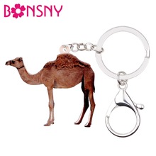 Bonsny-llaveros de acrílico de camello Llama para mujer y niña, Porta anillos de animales salvajes del desierto, joyería, Charms de coche 2024 - compra barato
