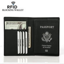 New Passport Wallet RFID BLOCKING Genuine Cow Leather Leather Passport Cover Identity Theft Protection card holder Men Wallets 2024 - buy cheap