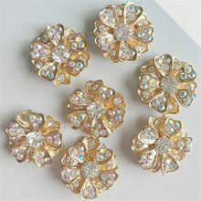 5 pcs/lot Rhinestone Diamond Gold Flower Buttons Alloy Diy Handmade Hair Accessories Necklace Mobile Beauty Key Ring jewelry 2024 - buy cheap