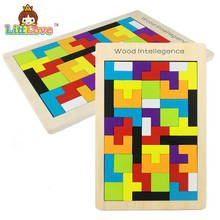 LittLove Wooden Puzzles Toy For Children Tetris Game Develop Intelligence Tangram Brain Teaser Puzzle Toy Kid Jigsaw Board Gifts 2024 - buy cheap