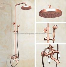 Antique Red Copper Bathroom Shower Set Faucet Tub Mixer Tap Handheld Shower Wall Mounted Brg572 2024 - buy cheap