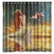 Eco-friendly Polyester Fabric 180*180cm Modern Design Mermaid Print Waterproof Bathroom Shower Curtain 2024 - buy cheap