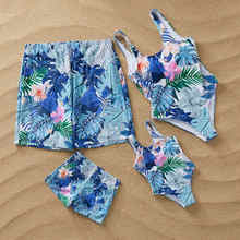 Family Matching Swimwear 2022 One Piece Swimsuit Mom Daughter Coconut Tree Printed Men Boys Beach Shorts Matching Swimsuit C0499 2024 - buy cheap