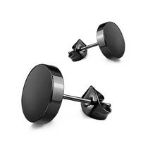 MxGxFam  Titanium steel Smooth Stud Earrings (1pc) Jewelry For Men Women 3mm/4mm/5mm/6mm/7mm/8mm/10mm Black/White Color 2024 - buy cheap