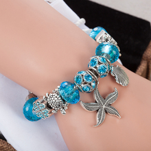 ANNAPAER-pulsera con diseño marino de tortuga marina para mujer, pulseras de perlas de cristal azules, joyería artesanal, B16055 2024 - compra barato