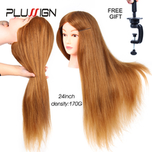 Plussign Manikin Rainbow Dolls Head With 60Cm Blond Fiber Long Hair Hairdressing Cosmetology Salon Mannequin Training Head 2024 - buy cheap