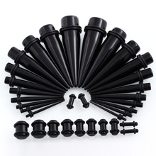 36 Pcs/Lot Black Acrylic Ear Expander Piercing  14g--00g Ear Taper & Plugs Tunnel Kit Stretcher Gauges Body Jewelry 2024 - buy cheap