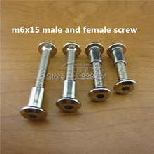 10 sets m6*15 steel with nickel hex drive male and female connector screw  kitchen furniture cabinet connectors 2024 - buy cheap