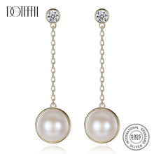 DOTEFFIL-pendientes de perlas naturales de agua dulce para mujer, de Plata de Ley 925, con borla larga de circonita, joyería, regalo de boda/fiesta 2024 - compra barato