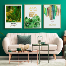 Cuadro sobre lienzo de diamante abstracto verde para decoración del hogar, póster nórdico con textura de mármol y estampado pintura para sala de estar 2024 - compra barato