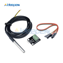 Kit de módulo de Sensor de temperatura DS18B20, Cable de Sensor Digital impermeable de 100CM, adaptador de Terminal de sonda de acero inoxidable para Arduino 2024 - compra barato