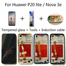 Nova-tela lcd p20 lite/nova 3e, 100% testado, 5.84 polegadas, touch screen, digitalizador, montagem, ferramentas de moldura, vidro temperado 2024 - compre barato