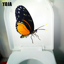 YOJA 19.8X22.8CM Black Yellow Butterfly Cartoon Wall Sticker Fashion Toilet Decal Bathroom Decor T1-2157 2024 - buy cheap