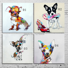 Lienzo tamaño grande de pintura moderna, póster abstracto, pintura al óleo de animales adorables, quadro decorativo, cuadros de perros para decoración del hogar 2024 - compra barato