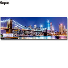 5D DIY Pintura Diamante Bordado Diamante Da Noite Da Cidade de New York Brooklyn Bridge view Imagens Decorativas Strass Decoração 2024 - compre barato