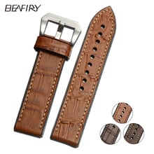 BEAFIRY Leather+Silicone Watch band 20mm 22mm 24mm 26mm Vintage Bamboo Strap Watchbands Bracelets Dark brown Light Brown 2024 - buy cheap