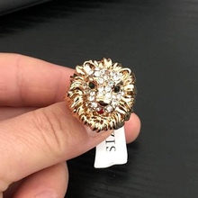 Moda masculino rock punk anel de ouro cor grande vermelho cz pedra anel jóias legal cabeça de leão festa dedo anéis para homem 2024 - compre barato