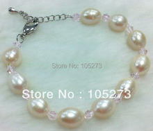 New Arriver Pearl Jewelry AA 8-9MM White Color Natural Freshwater Pearl Bracelet Crystal Jewelry High Quality New Free Shipping 2024 - buy cheap
