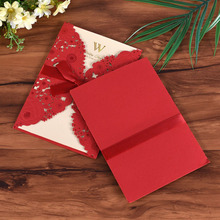 Tarjetas de boda de corte láser rojo, hoja en blanco, tarjeta de invitaciones de boda elegante, evento, fiesta, decoración de boda, 20 piezas 2024 - compra barato