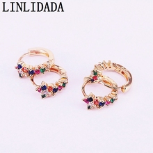 6Pairs,New Multicolor Zircon Fashion Earrings cz micro pave gold color Party Jewelry earrings 2024 - buy cheap