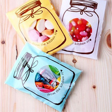 100pcs/Lot Pink Blue Dragees Bottle Style Cookies Biscuits Bags Self-adhesive Wedding Cellophane Bag Cake Candy Gift Bags 2024 - buy cheap