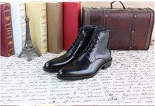 Черные мужские ботинки Goodyear 2018, итальянские мотоциклетные ботинки ручной работы Boss, мужские официальные ботинки с острым носком, Винтажные ботинки 2024 - купить недорого