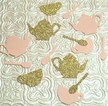 Pote de chá de alice in marvel, copo de colher em ouro rosa com confete de aniversário para decoração de mesa de bebê, lembranças para scrapbook 2024 - compre barato