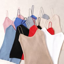 Camisola Sexy de punto con cuello en V para mujer, Tops sin mangas, Top corto, chaleco sin mangas para mujer, moda elástica para mujer 2024 - compra barato