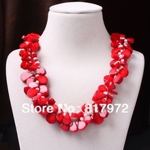 Glamour Hot Fashion Red Coral Water Drop inlay Real Pearl Bead Necklace Woman Fashion Party  &6N0084 2024 - buy cheap