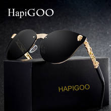 HAPIGOO Fashion Vintage Brand Designer Cat Eye Sunglasses Women Rimless Mirror Eyewear Skull Frame Sun glasses For Female UV400 2024 - buy cheap
