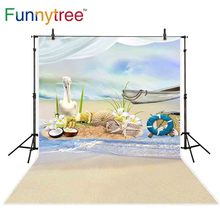 Funnytree photography background summer beach sea painting boat backdrop photocall photobooth shoot prop studio printed decor 2024 - buy cheap