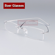 Brand Pure Titanium Eyeglasses Rimless Optical Frame Prescription Men Spectacle Reading Myopia Eye Glasses 9069(52-17-137) 2024 - buy cheap
