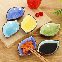 Cute Leaf Shape Ceramic Plate Multi-functional Ice Crack Glaze Sauce Vinegar Snack Dishes Fruit Plate Home Decorative Dinnerware 2024 - buy cheap