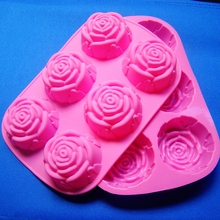 Molde de silicona con forma de rosa para pastel, gelatina, Pun de hielo, jabón hecho a mano, 6 uds. Por lote, gran oferta 2024 - compra barato