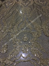 Novo design colado glitter tecido de renda em ouro glitter black mesh de alta qualidade tule Tecido de Renda líquida Africano para a festa vestido 2024 - compre barato
