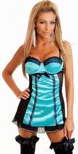 Blue Womens Lace Sexy Satin Lingerie Sleepwear Night Gown Babydoll Dress 3S4067 2024 - buy cheap