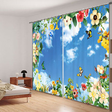 Flowers and Butterfly print Luxury Blackout 3D Window Curtain For Living Room Bedroom Drapes Rideaux Cortinas Customized size 2024 - buy cheap