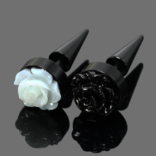 2Pcs Fake Piercing Ear Tapers Rose Design Surgical Steel Piercings Ear Plugs Cheater Expander Tunnel Fashion Body Jewelry 2024 - buy cheap