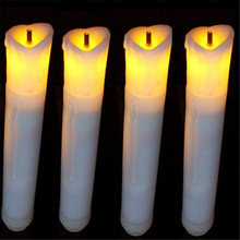 Set of 12 Flameless Ivory Mini Wax Dipped Flickering Amber LED Taper Candles For Dinner-Batteries Not Included 2024 - buy cheap