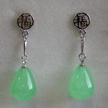 wholesale fancy design Chinese style 12*16mm light green jade stud earring 2024 - buy cheap