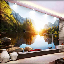 beibehang Custom wallpaper 3d murals lakes and mountains landscapes minimalist background wall living room bedroom 3d wallpaper 2024 - buy cheap